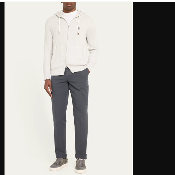 Brunello Cucinelli Men's Dyed Flat-Front Pants $675 Blue Grey
